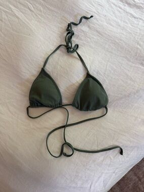 Target Olive Green Ribbed Triangle Bikini Top